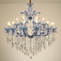 18 Light (12+6) 2 Tiers Blue Candle Style Crystal Chandelier