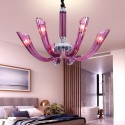 6 Light Purple Candle Style Crystal Chandelier