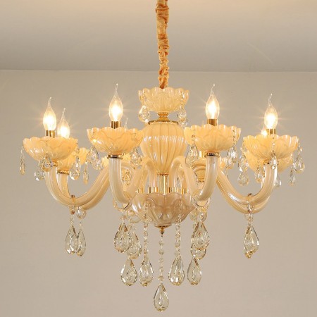 8 Light Champagne Candle Style Crystal Chandelier