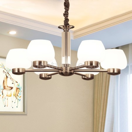 6 Light Modern/ Contemporary Chandelier with Glass Shade