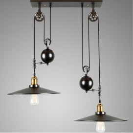 2 Light Country Vintage Metal Pendant Light