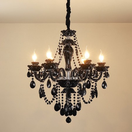 6 Light Black Candle Style Crystal Chandelier