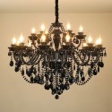 18 Light (12+6) 2 Tiers Black Candle Style Crystal Chandelier