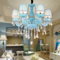 6 Light Nordic Style Blue Candle Style Crystal Chandelier