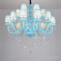 18 Light (12+6) 2 Tiers Nordic Style Blue Candle Style Crystal Chandelier