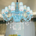 18 Light (12+6) 2 Tiers Nordic Style Blue Candle Style Crystal Chandelier