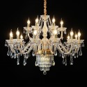 18 Light (12+6) One Tier Gold Candle Style Crystal Chandelier