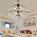 18 Light (12+6) 2 Tiers Black Candle Style Crystal Chandelier