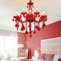 9 Light (6+3) 2 Tiers Red Candle Style Crystal Chandelier