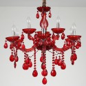 9 Light (6+3) 2 Tiers Red Candle Style Crystal Chandelier