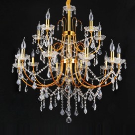 16 Light (10+5+1) 3 Tiers American Gold Retro Chandelier