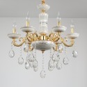 6 Light French Ceramics Gold Zinc Alloy Clear Chandelier