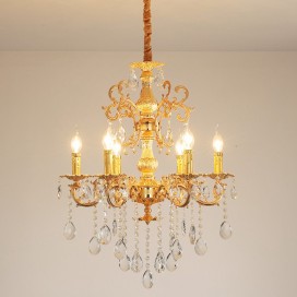 6 Light Zinc Alloy Gold Chandelier