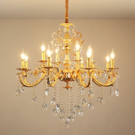 12 Light (8+4) 2 Tiers Zinc Alloy Gold Chandelier