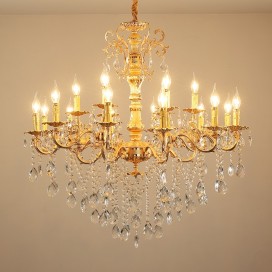 18 Light (12+6) 2 Tiers Zinc Alloy Gold Chandelier