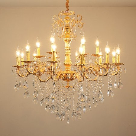 18 Light (12+6) 2 Tiers Zinc Alloy Gold Chandelier