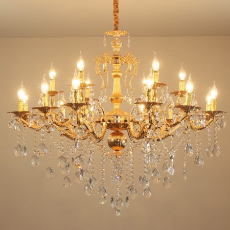 18 Light (12+6) 2 Tiers Zinc Alloy Gold Luxurious Chandelier