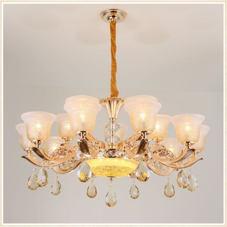 15 Light (10+5) 2 Tiers Zinc Alloy Gold Chandelier