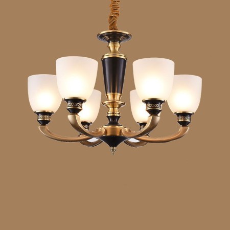 6 Light American Brass Retro Modern Chandelier