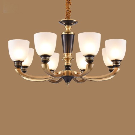 8 Light American Brass Retro Modern Chandelier