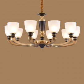 10 Light American Brass Retro Modern Chandelier