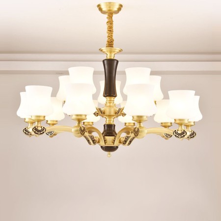 15 Light (10+5) 2 Tiers Brass American Modern Luxurious Chandelier