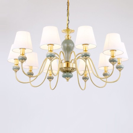 10 Light American Brass Modern Chandelier