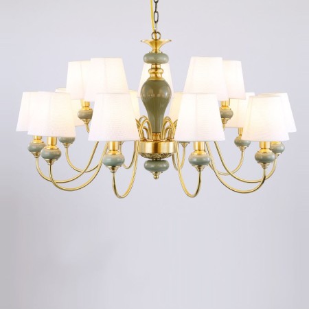 15 Light (10+5) 2 Tiers American Brass Modern Chandelier