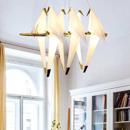 Modern/ Contemporary Paper Crane 6 Light Pendant Light