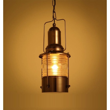 Retro / Vintage 1 Light Lantern Copper Pendant Light