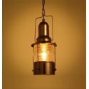 Retro / Vintage 1 Light Lantern Copper Pendant Light