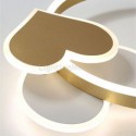 Modern Acrylic Flush Mount Gold Double Heart Ceiling Light Bedroom Living Room