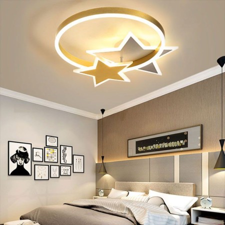 Star Flush Mount Ceiling Light Acrylic Double Stars Light Fixture Bedroom Kids Room