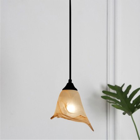 Creative Petal Glass Pendant Lamp Single Light Fixture Bedroom Living Room