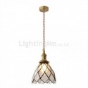 Diamond Shaped Glass Pendant Light Modern Single Light Fixture Bedroom Living Room