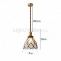 Diamond Shaped Glass Pendant Light Modern Single Light Fixture Bedroom Living Room