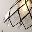 Diamond Shaped Glass Pendant Light Modern Single Light Fixture Bedroom Living Room