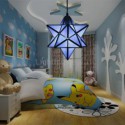 European Stained Glass Pendant Light Creative Star Pendant Lamp Bedroom Living Room