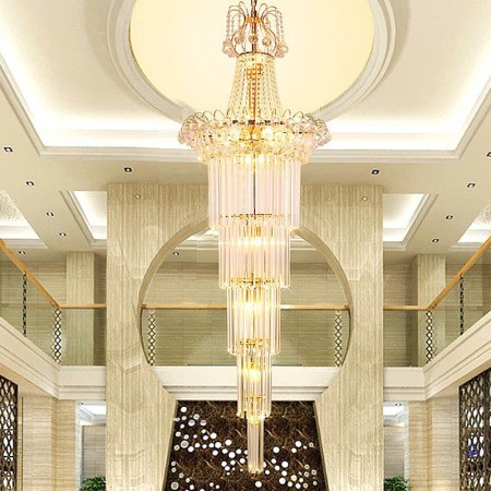 Elegant Long Pendant Crystal Chandelier Living Room Lobby