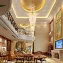 Elegant Long Pendant Crystal Chandelier Living Room Lobby