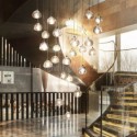 Modern Crystal Cluster Pendant Light Unique Crystal Lamp Shade Duplex Stair Living Room