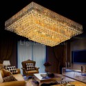 Modern Flush Mount Three Tiers Crystal Chandelier Living Room Lobby