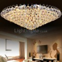 European Style Crystal Flush Mount Round Shape Ceiling Light Bedroom Living Room