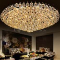 European Style Crystal Flush Mount Round Shape Ceiling Light Bedroom Living Room