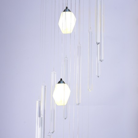 Modern Large Cluster Pendant Light Long Pendant Crystal Chandelier Duplex Staircase