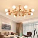 Nordic Wood Pendant Light Study Bedroom Chandelier