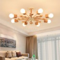 Nordic Wood Pendant Light Study Bedroom Chandelier