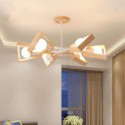 Modern Fan Shaped Chandelier Elegant Wood Pendant Light Hotel Dining Room