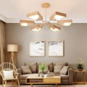 Modern Fan Shaped Chandelier Elegant Wood Pendant Light Hotel Dining Room