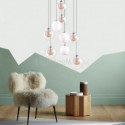 Modern Glass Pendant Cluster Chandelier Gold Nickel Brushed+Milky Glass Lampshade Living Room Cafe